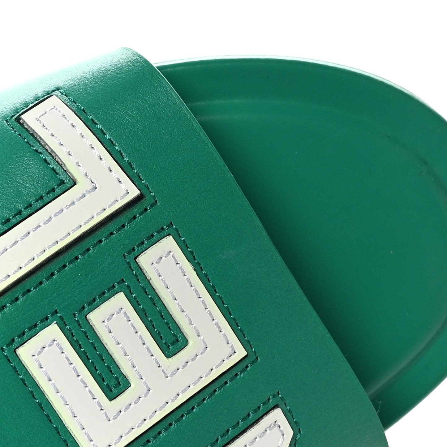 Calfskin Patent Calfskin Logo Mules 38.5 Green White