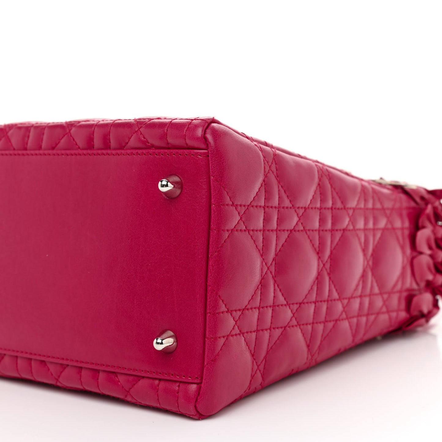 Lambskin Cannage Bow Medium Lady Dior Fuchsia