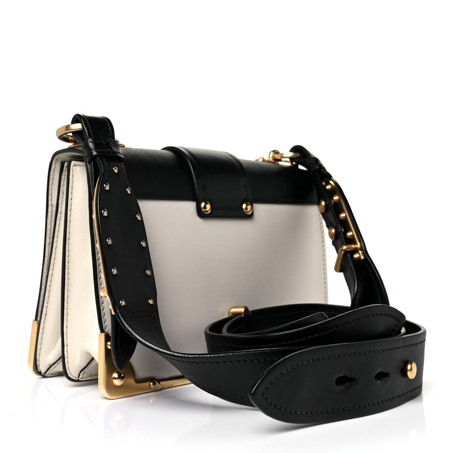 Prada City Calf Saffiano Cahier Bag Talco Black 3 of 9