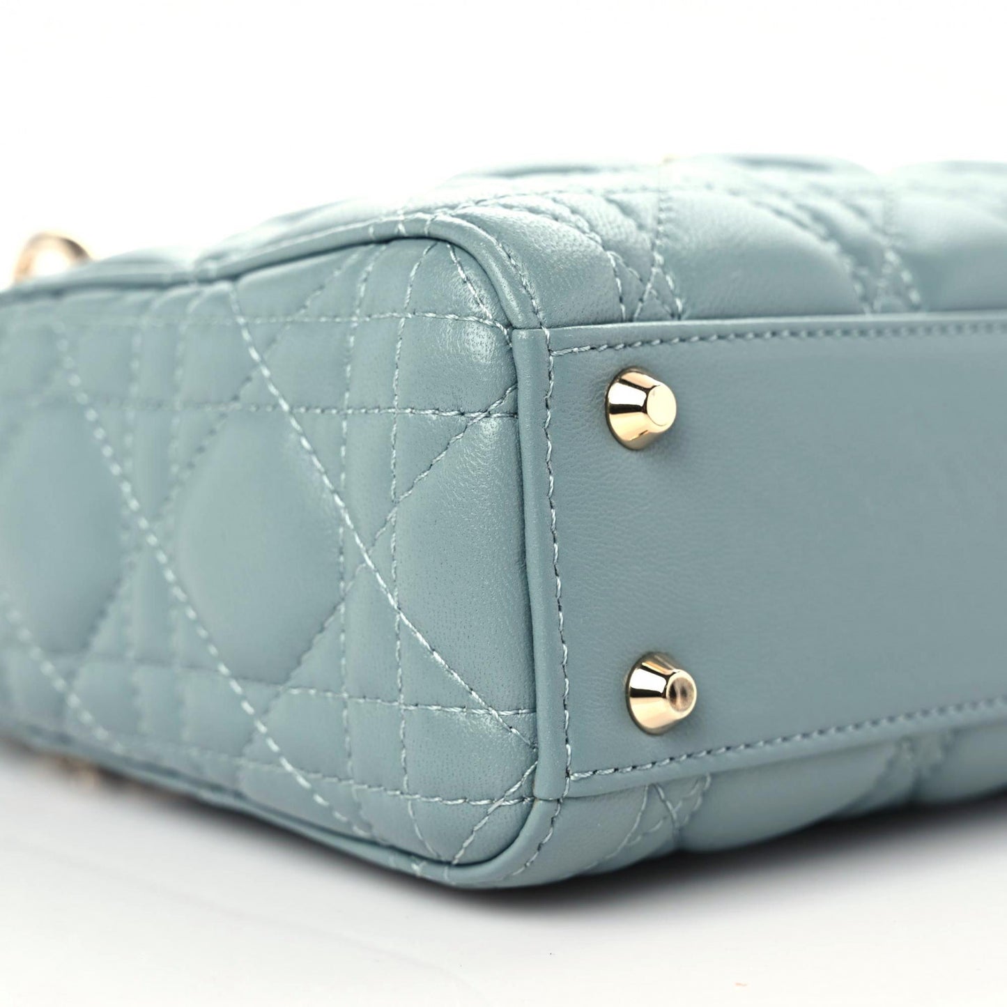 Lambskin Cannage Mini Lady Dior Cloud Blue