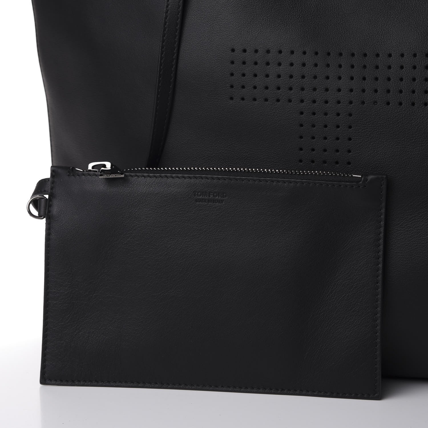 Tom Ford Calfskin Perforated Logo Tote Black 8 of 10