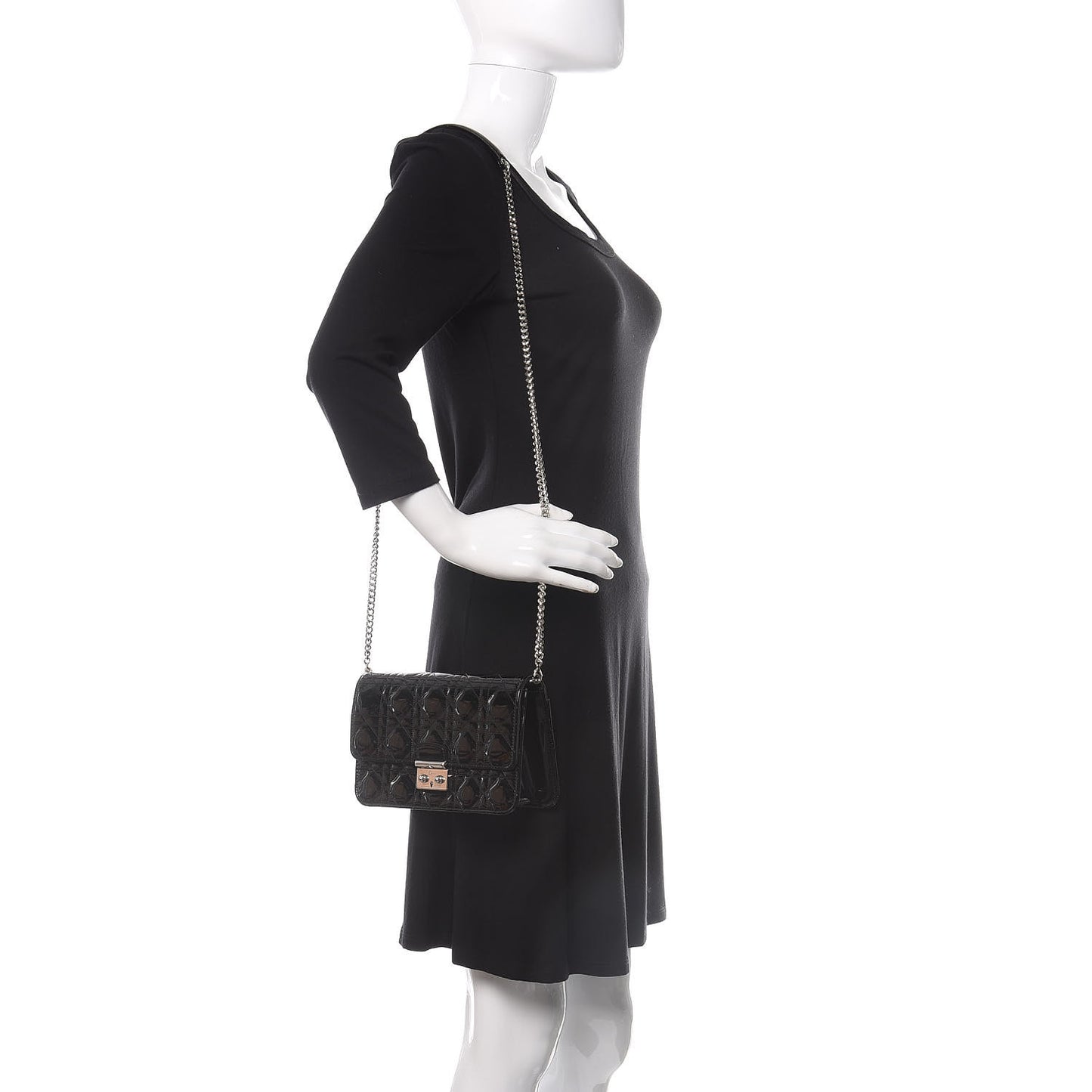Patent Cannage Miss Dior Promenade Pouch Black