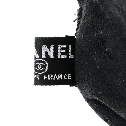 Chanel Lambskin Perforated Fingerless Chain CC Gloves 7.5 Black 4 of 6