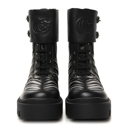Gucci Nappa Frances GG Matelasse Platform Combat Boots 39 Black 2 of 9