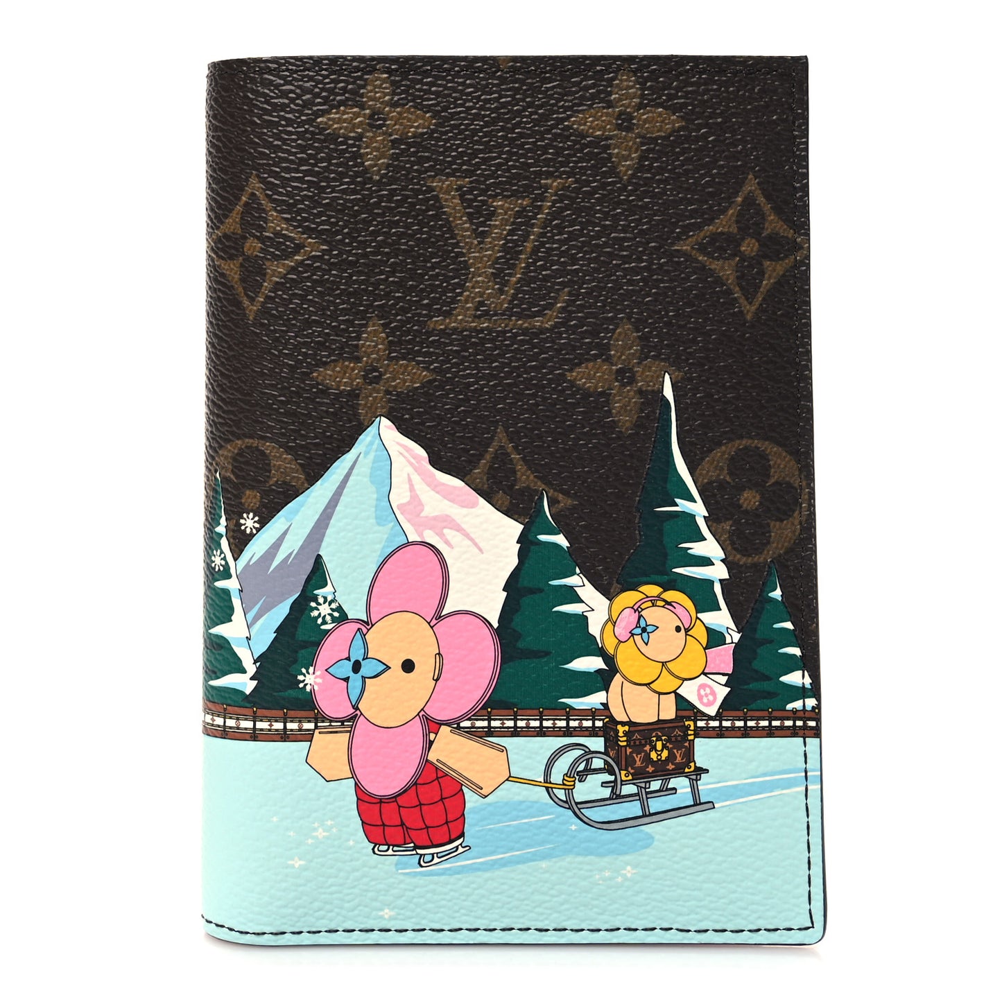 LOUIS VUITTON Monogram 2023 Christmas Animation Alpine Passport Cover Pink