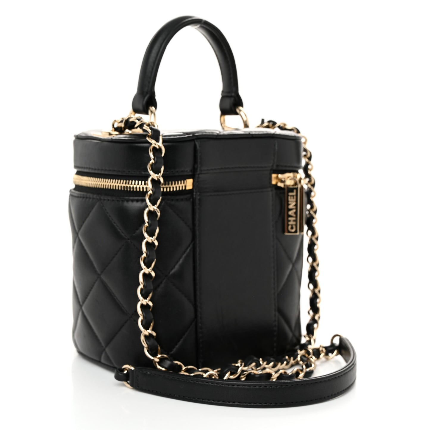 Lambskin Quilted Trendy Vanity Case Black