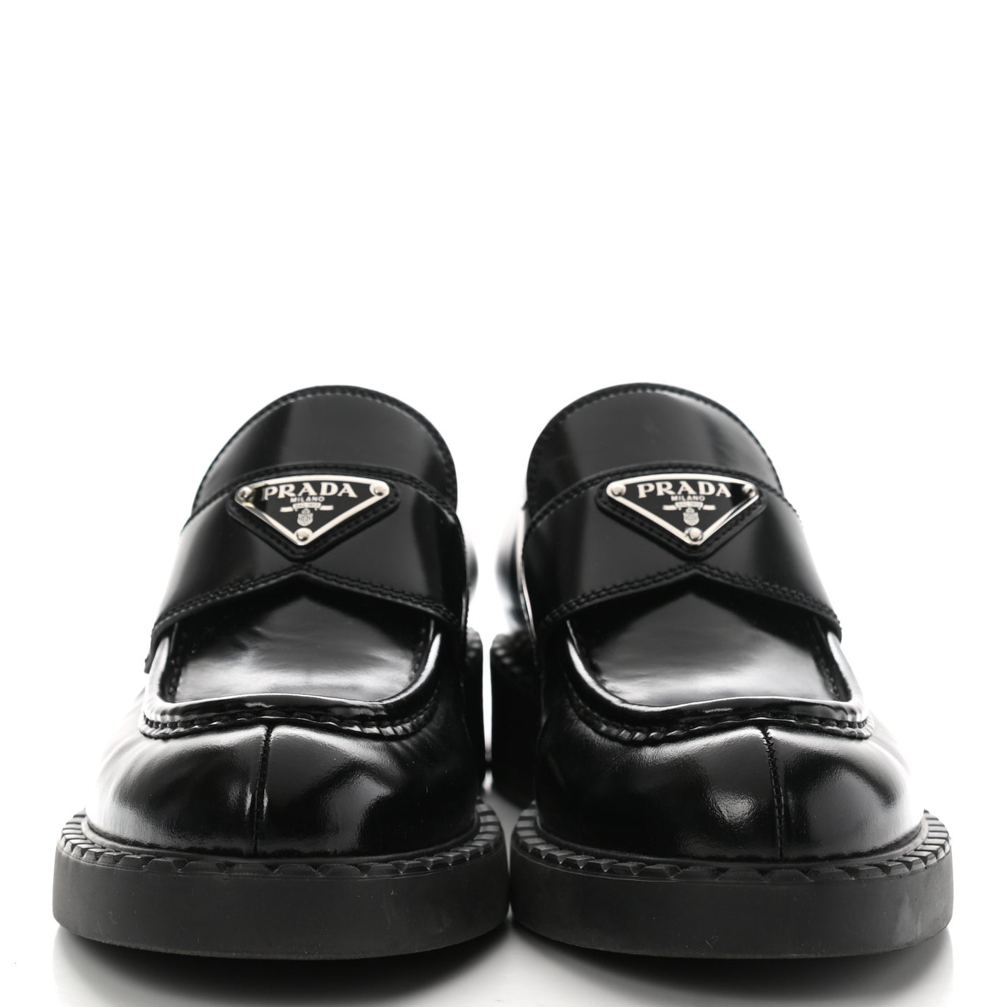 Spazzolato Metal Triangle Logo 50mm Loafers 39 Black