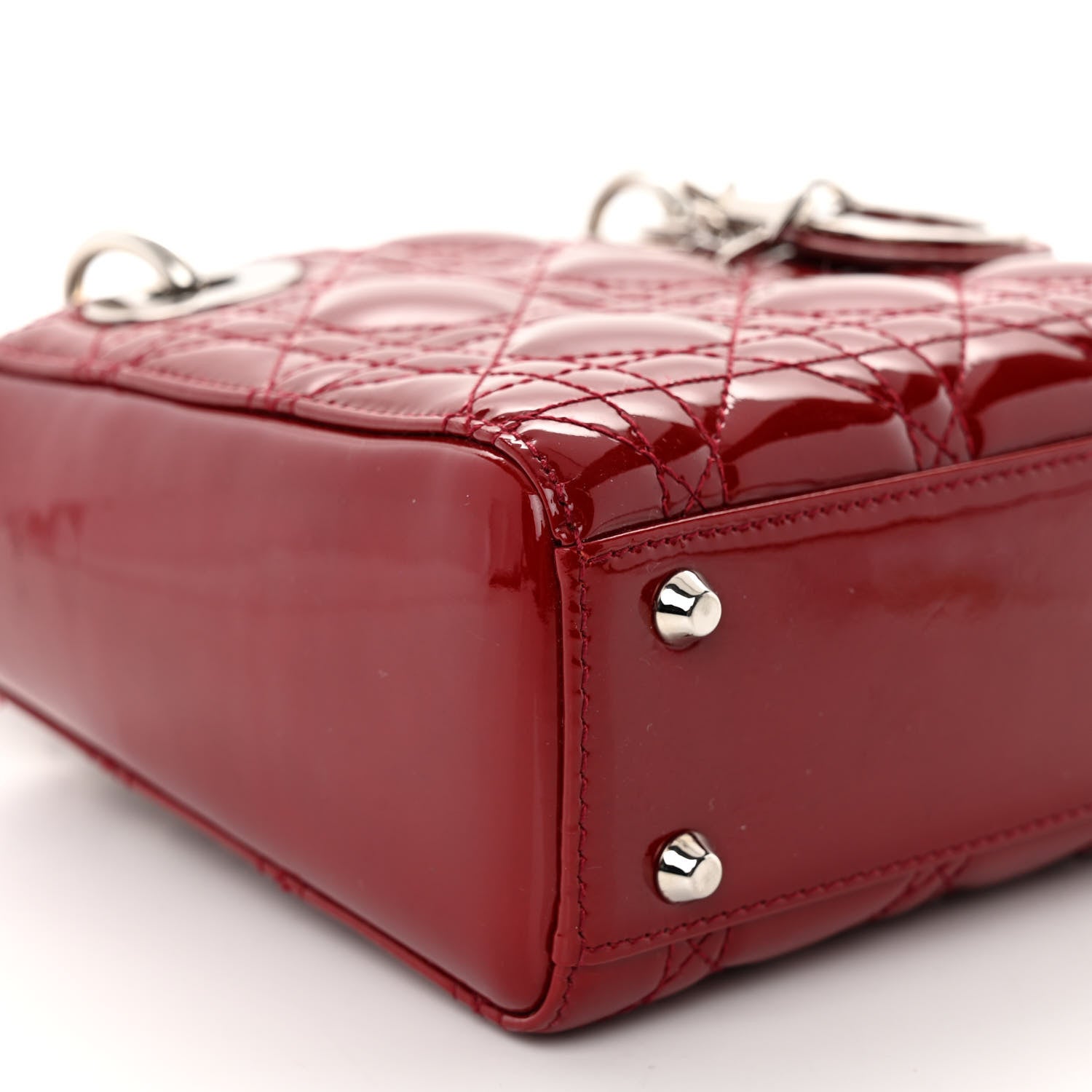 Christian Dior Patent Cannage Mini Lady Dior Red 8 of 9