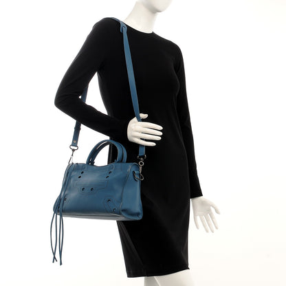 Balenciaga Veau Soyeux Perforated Blackout Hardware S City Bleu Canard 2 of 8