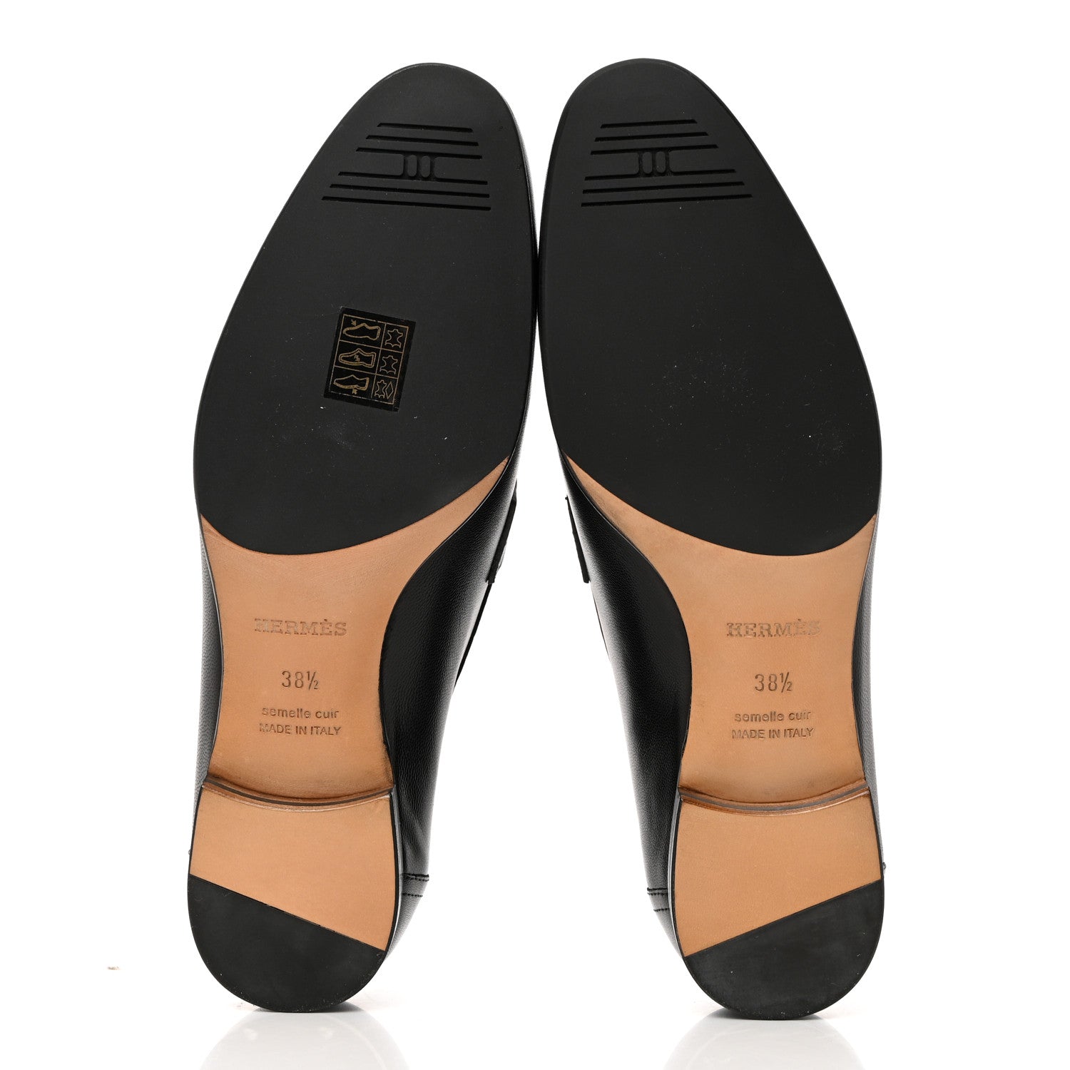 Hermes Goatskin Womens Paris Loafers 38.5 Black 5 of 9