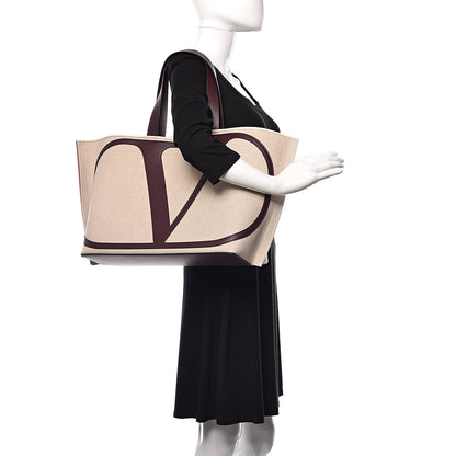 Valentino Garavani Canvas Large Escape Tote Natural Brown 2 of 12