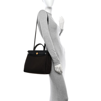 Hermes Military Toile Vache Hunter Herbag Zip Retourne 31 PM Ebene Black 2 of 15