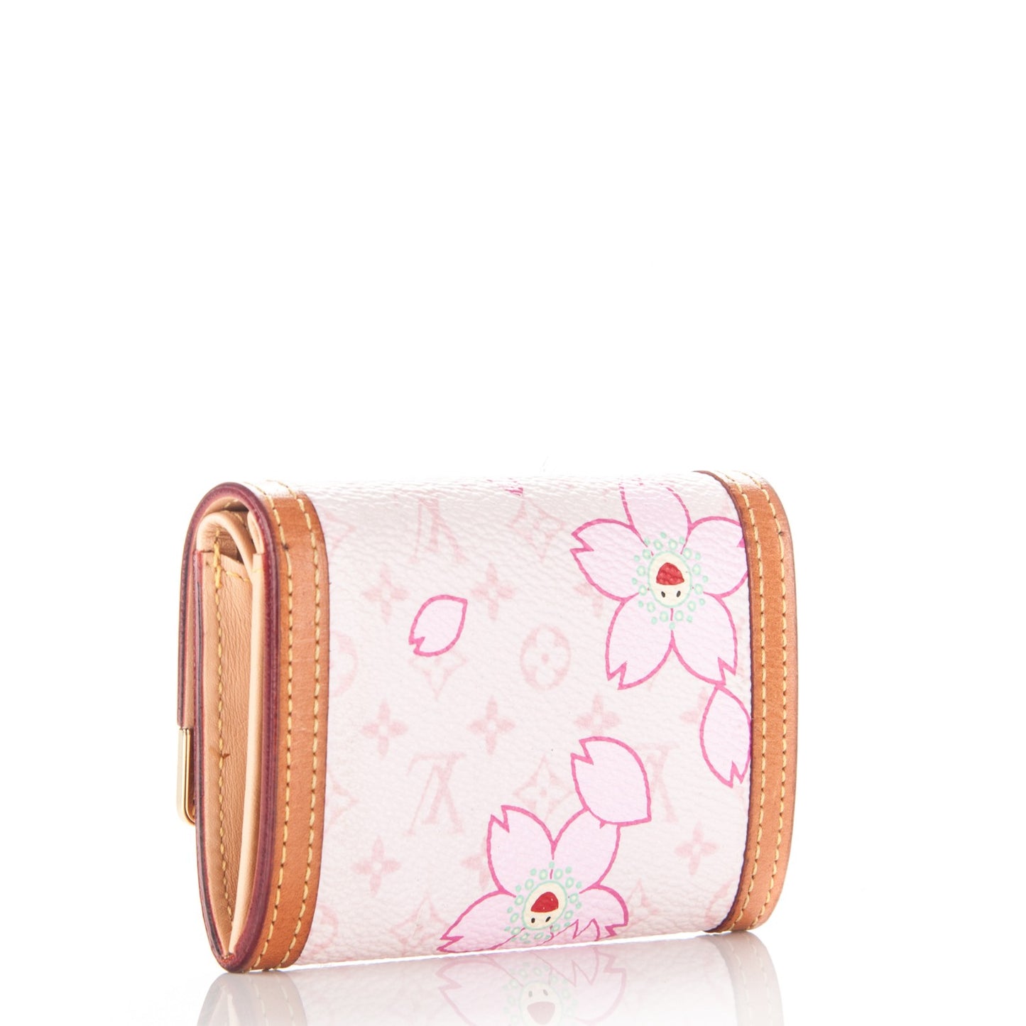 Monogram Cherry Blossom Porte-Monnaie Plat Coin Purse Pink