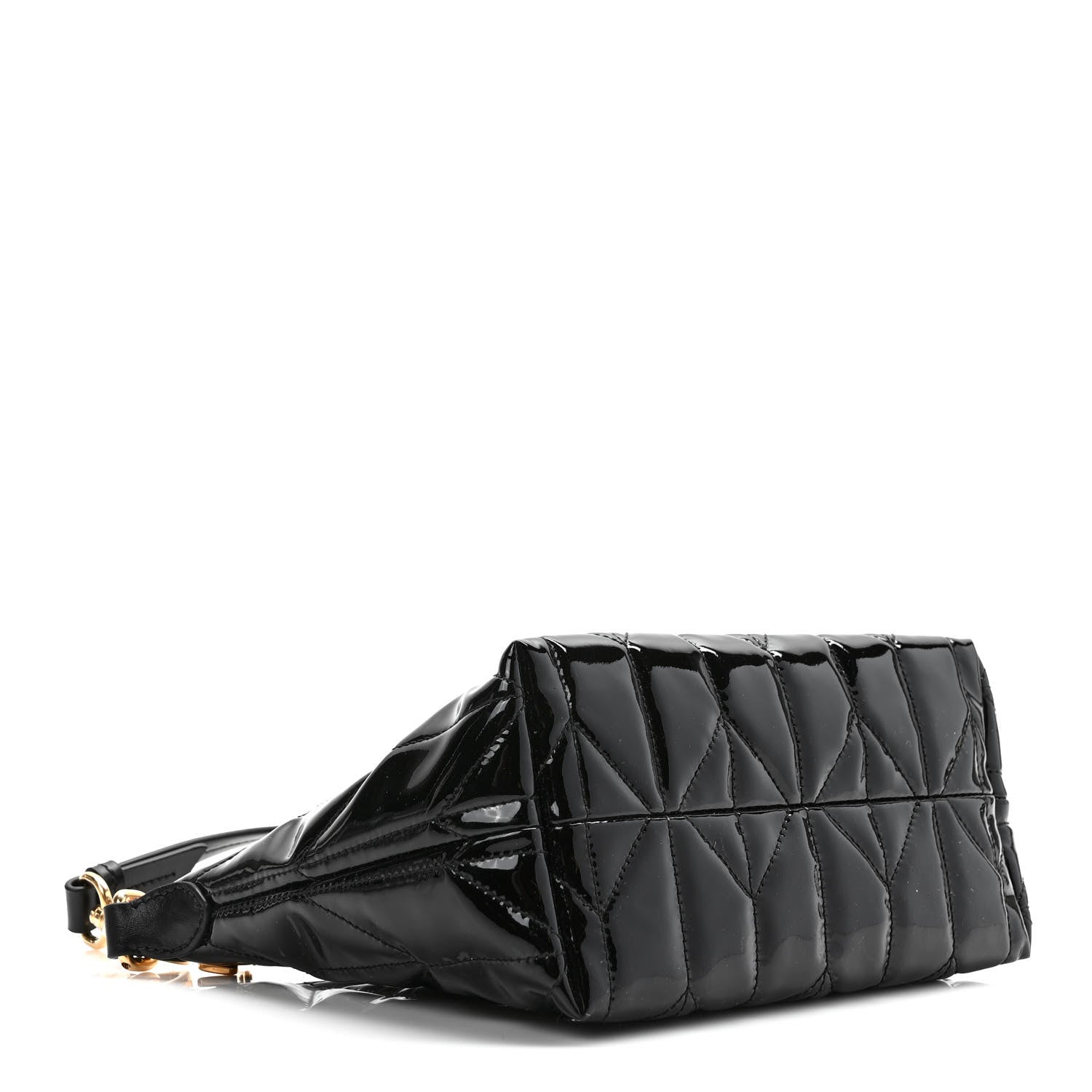 Miu Miu Iridescent Fabric Quilted Mini Spirit Ciré Bag Black 3 of 8