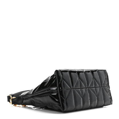 Miu Miu Iridescent Fabric Quilted Mini Spirit Ciré Bag Black 3 of 8