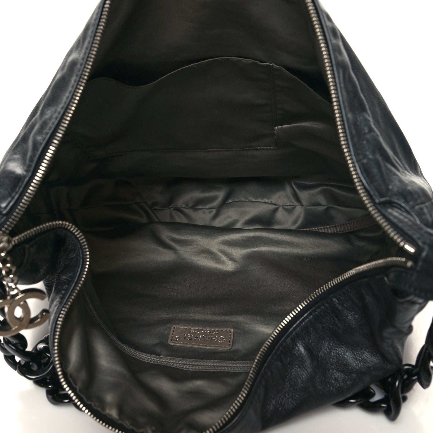 Chanel Calfskin Modern Chain Rhodoid Hobo Black 5 of 10