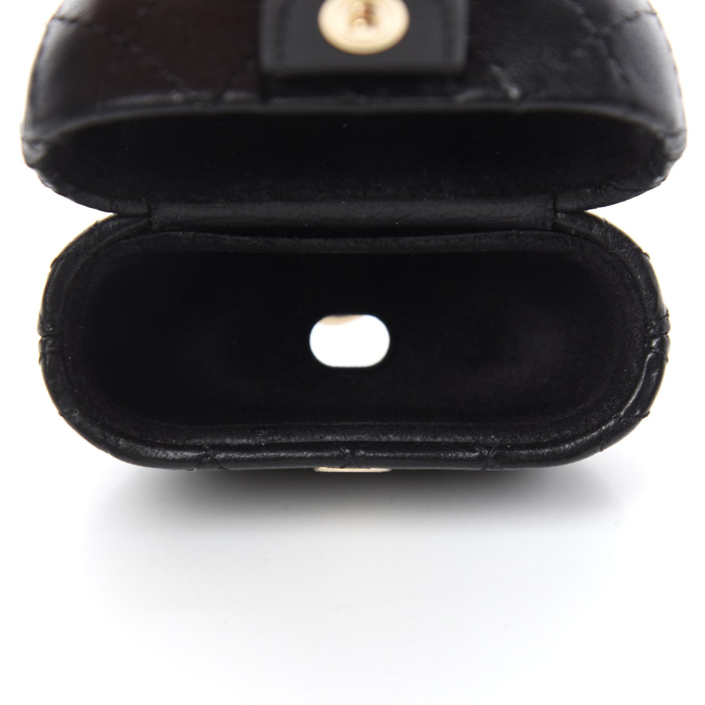 Lambskin Quilted Airpods Pro Case With Chain Black