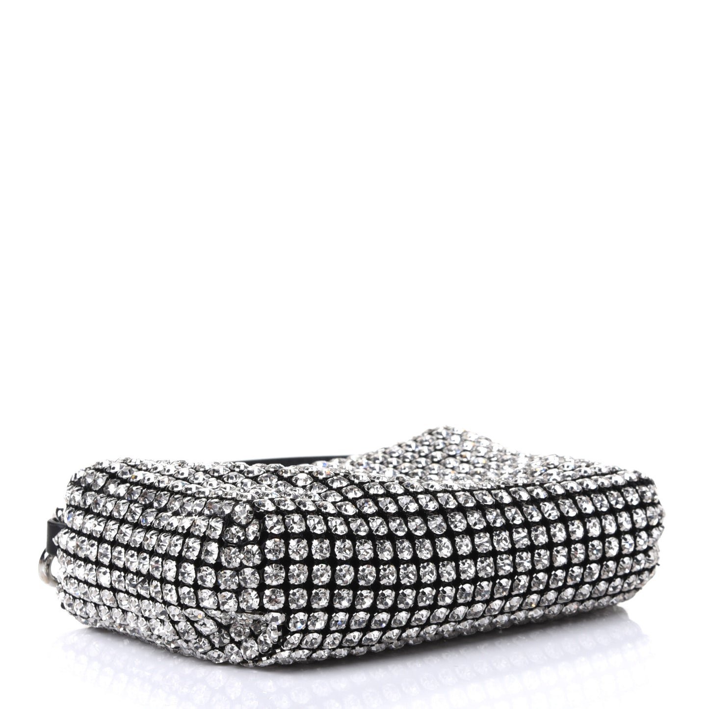 Mesh Crystal Rhinestone Mini Heiress Pouch Black Silver