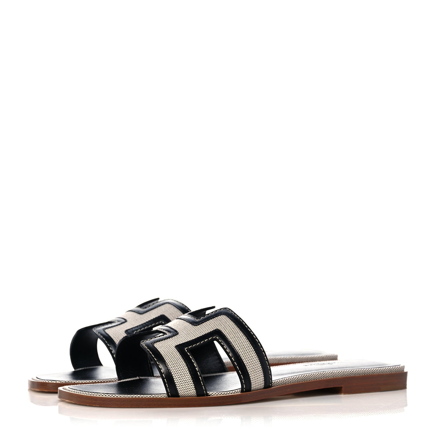 Calfskin Canvas Oran Sandals 39 Black