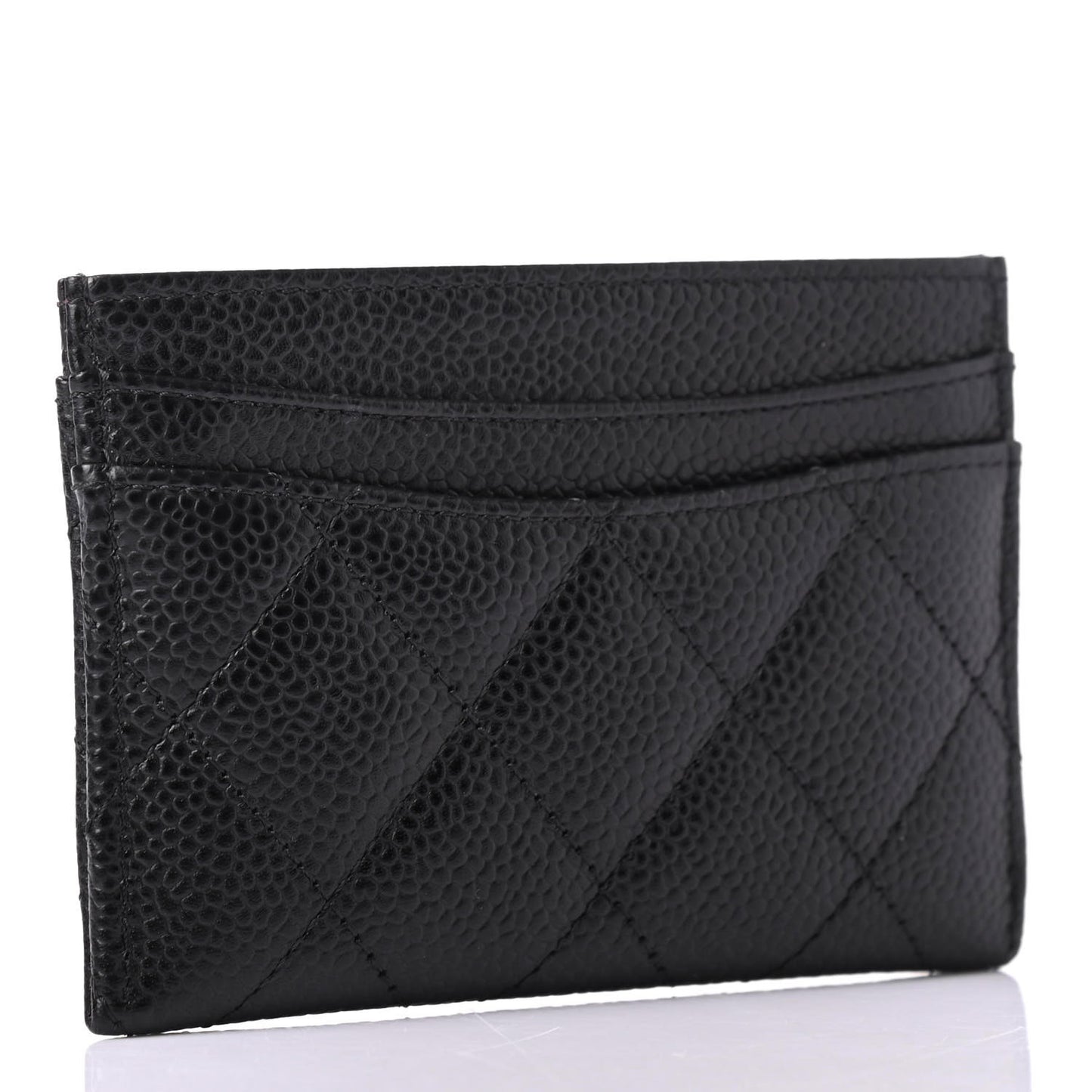 Caviar Quilted Card Holder Black