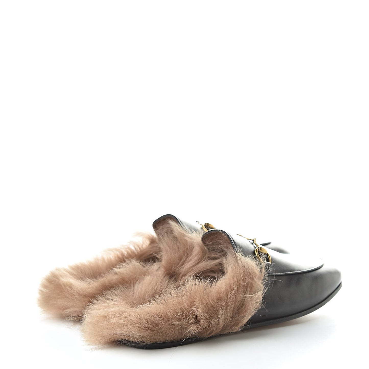 Calfskin Fur Womens Princetown Slippers 36.5 Black