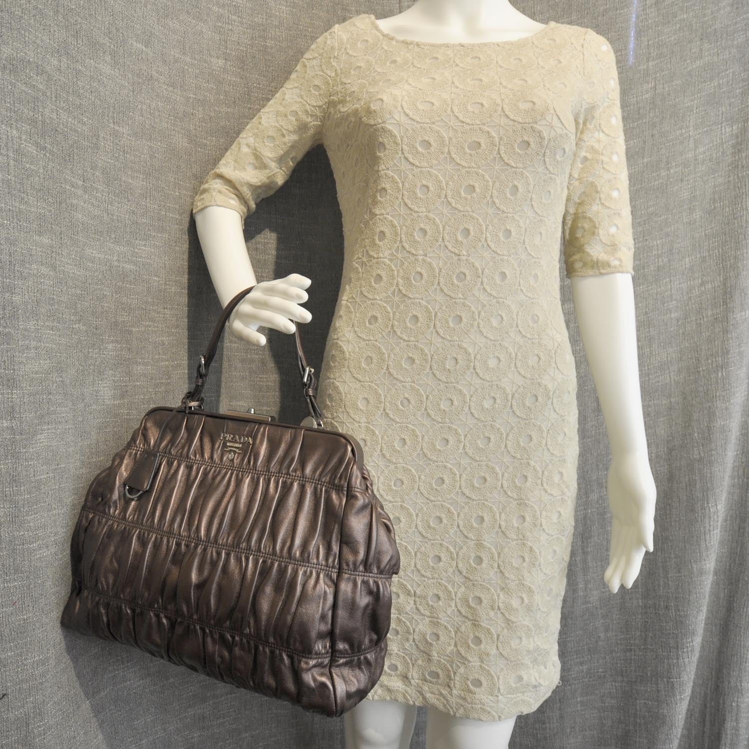 Prada Nappa Gaufre Framed Tote Antico Mordore 3 of 9