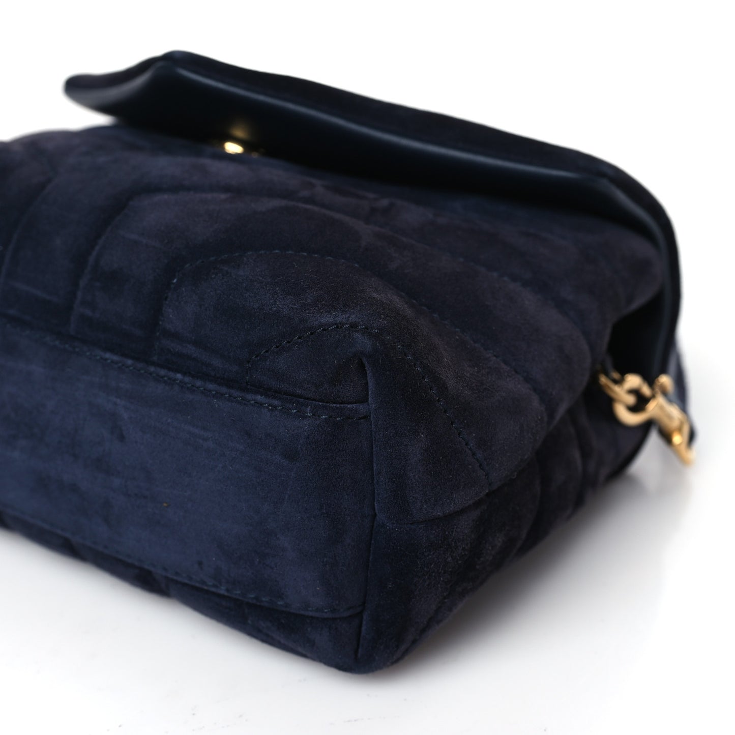 Suede Y Quilted Monogram Toy Loulou Crossbody Bag Navy
