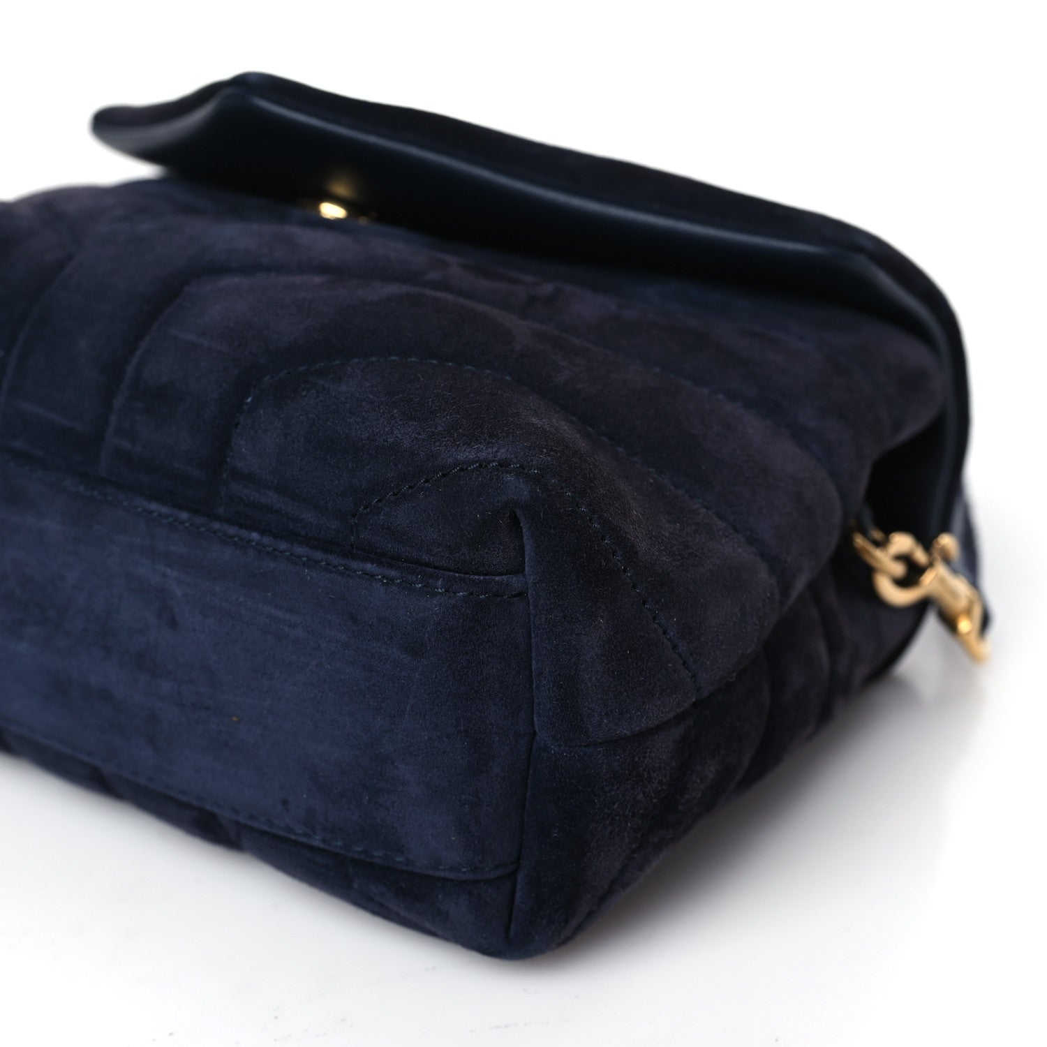Saint Laurent Suede Y Quilted Monogram Toy Loulou Crossbody Bag Navy 9 of 9