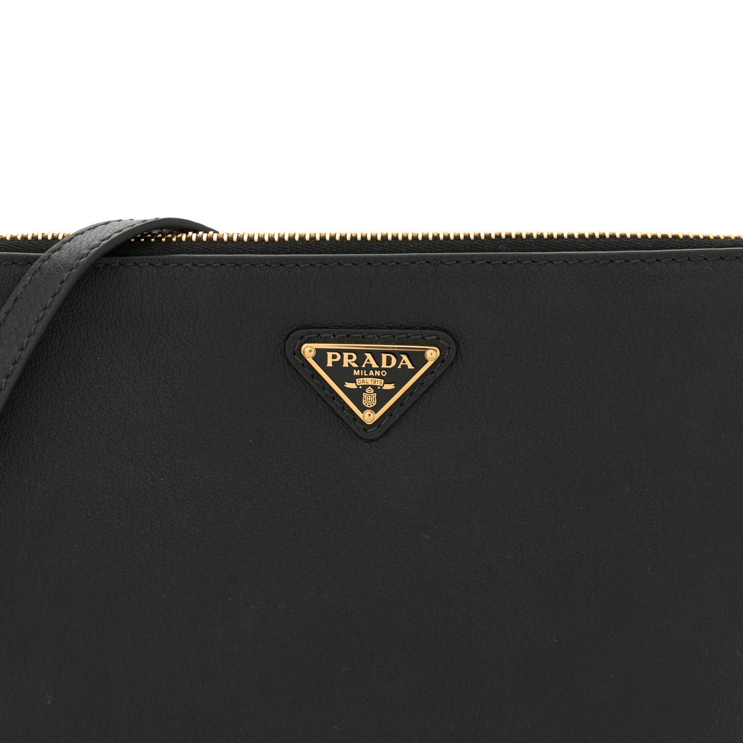 Calfskin Triangle Pouch Shoulder Bag Black