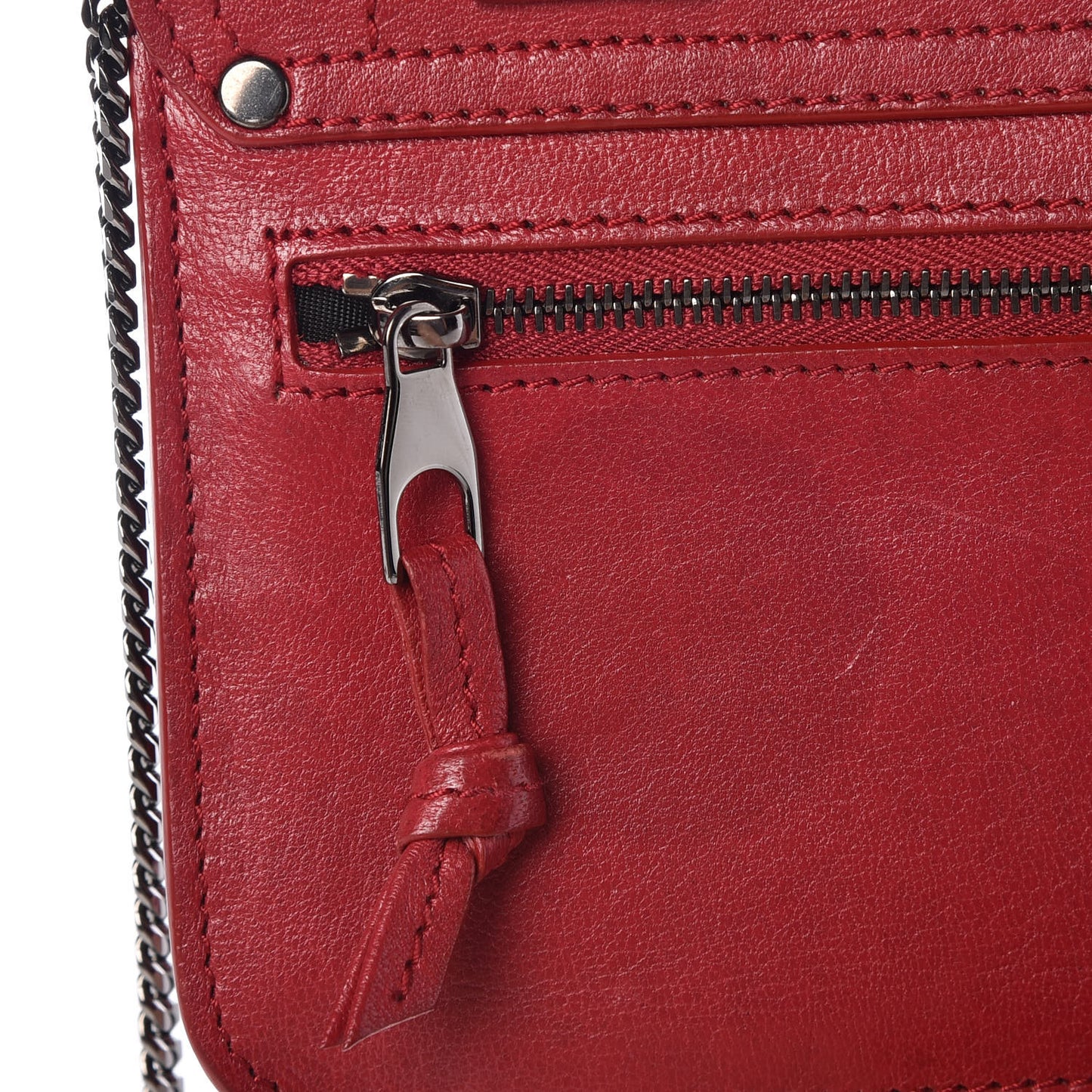 Lambskin PS1 Large Chain Wallet Red