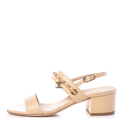 Chanel Lambskin Chain Sandals 36 Beige 1 of 9