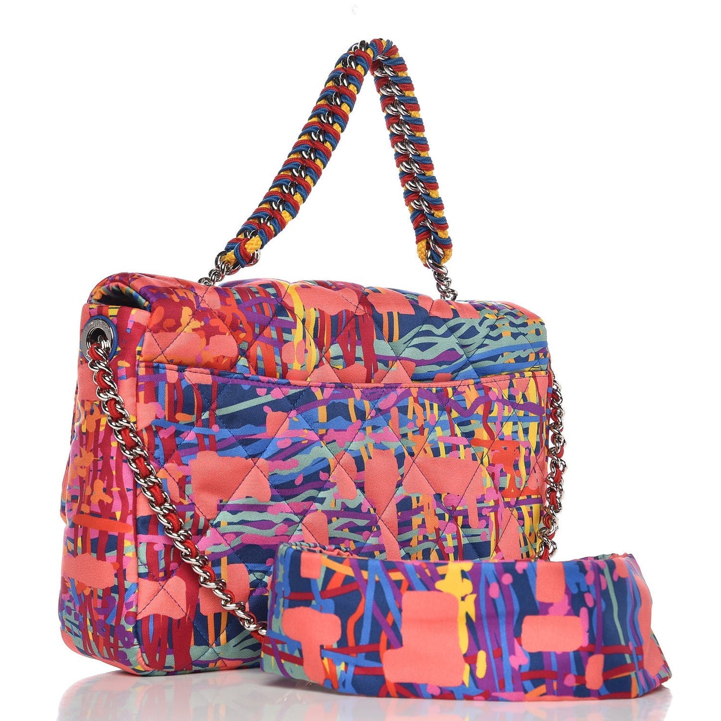 Foulard Fabric Quilted Printed Medium Flap Pink