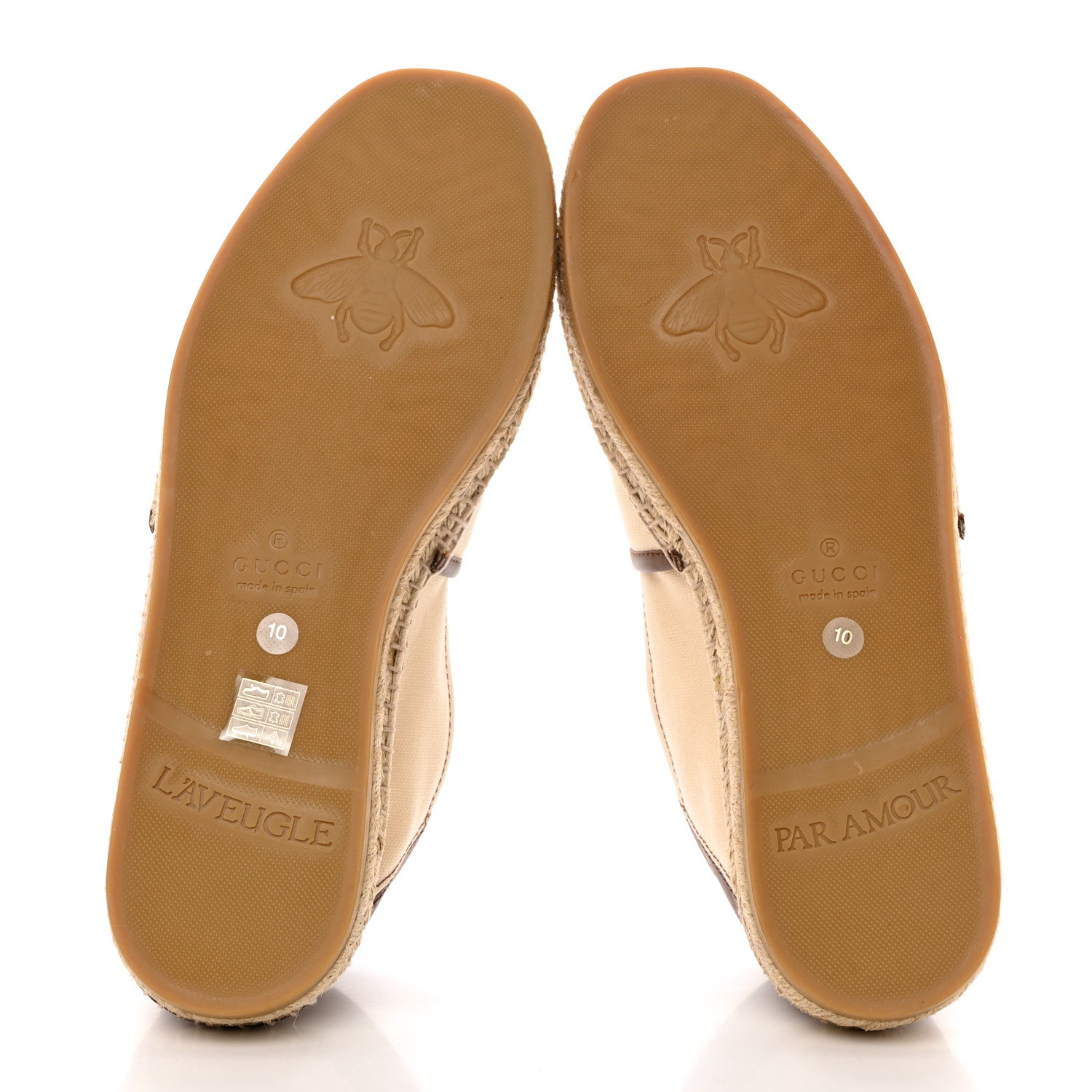 Gucci Canvas Miro Soft Calfskin Logo Mens Espadrilles 10 Greggio Cuir 5 of 10
