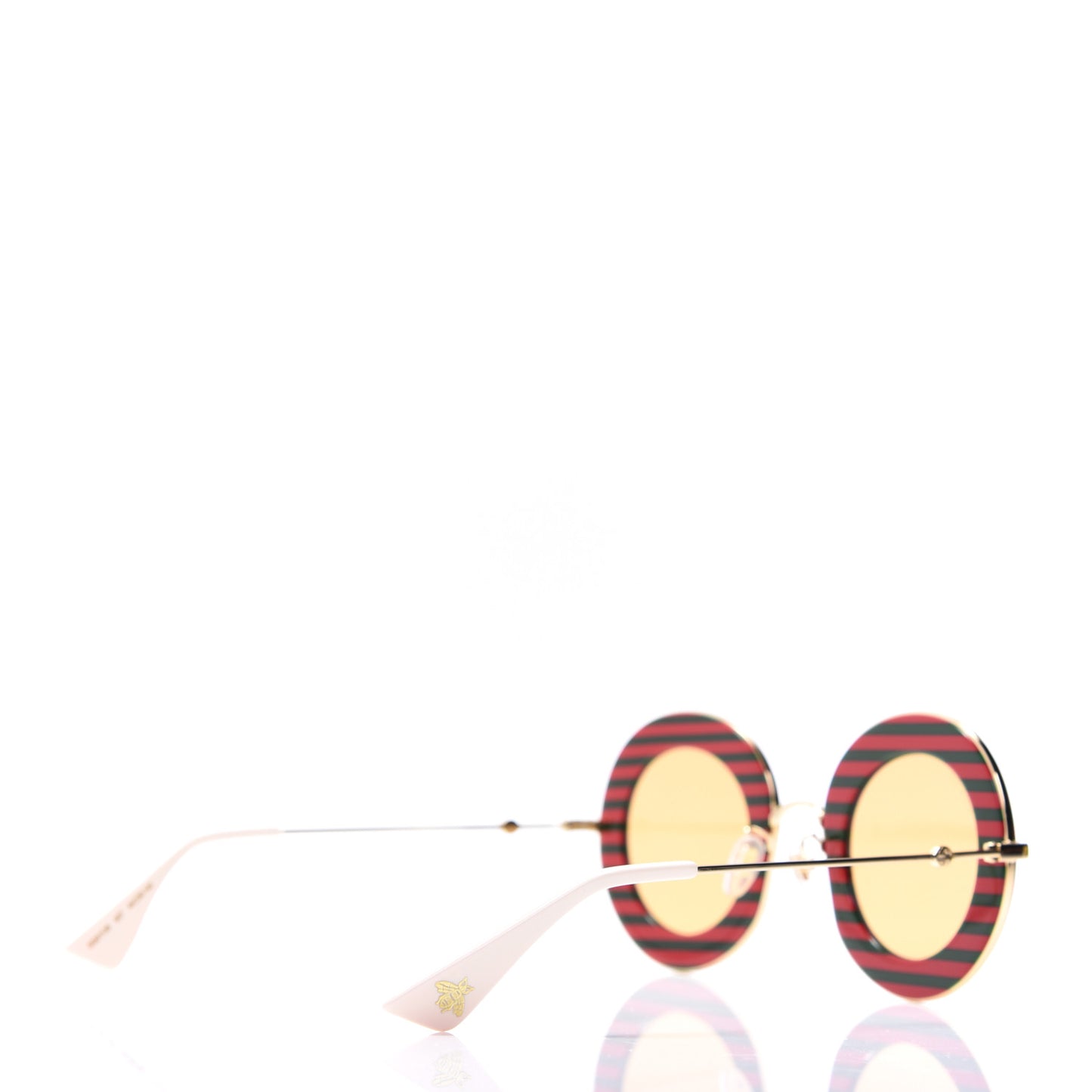 Metal Acetate Striped Maison Del'Amour Round Frame Sunglasses GG0113S Red Green