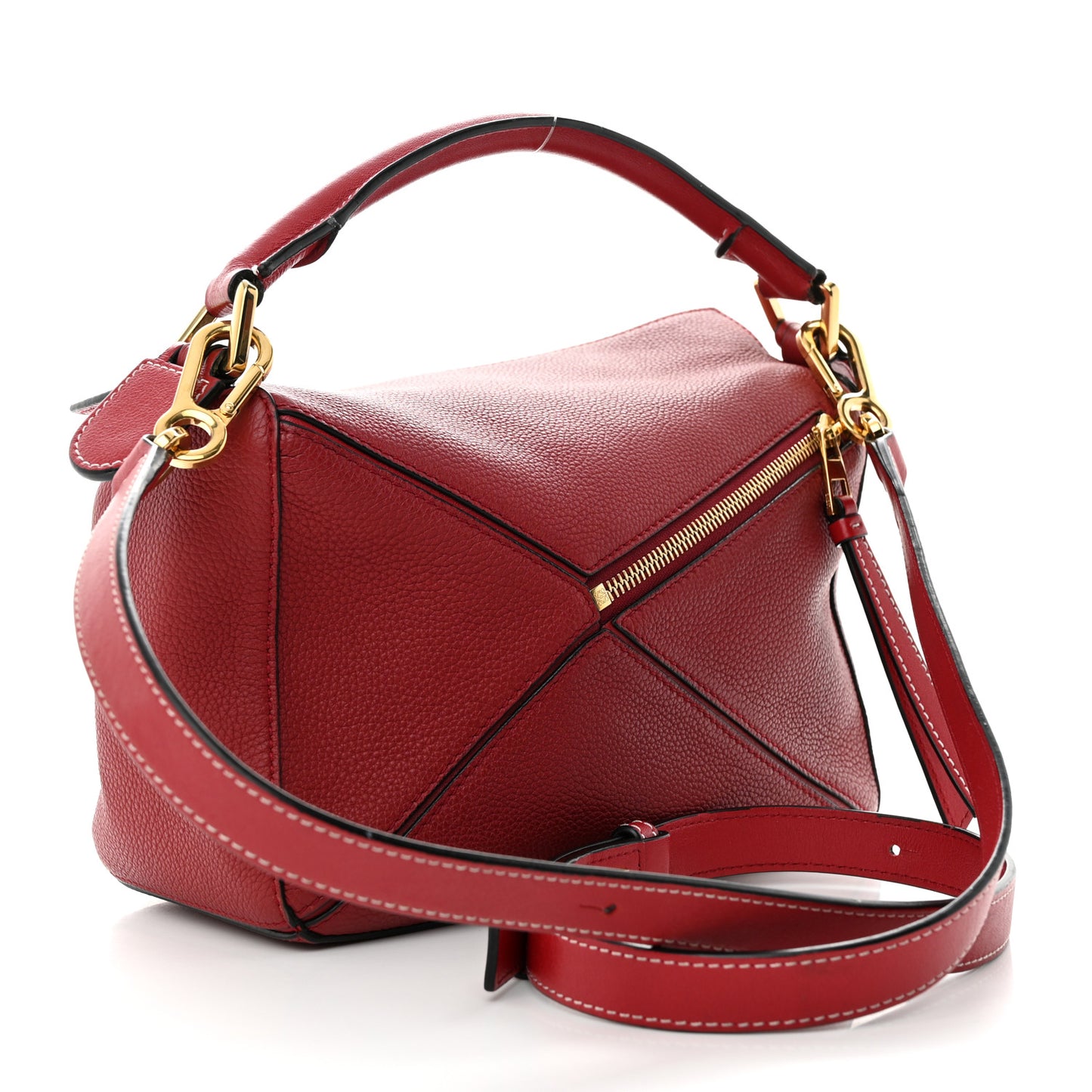 Grained Calfskin Small Puzzle Bag Rouge