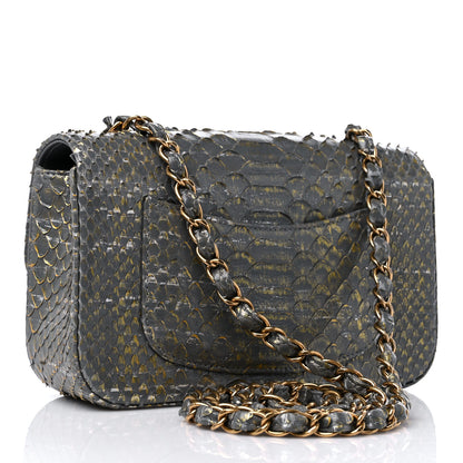 Chanel Snakeskin Mini Rectangular Flap Grey Gold 3 of 9