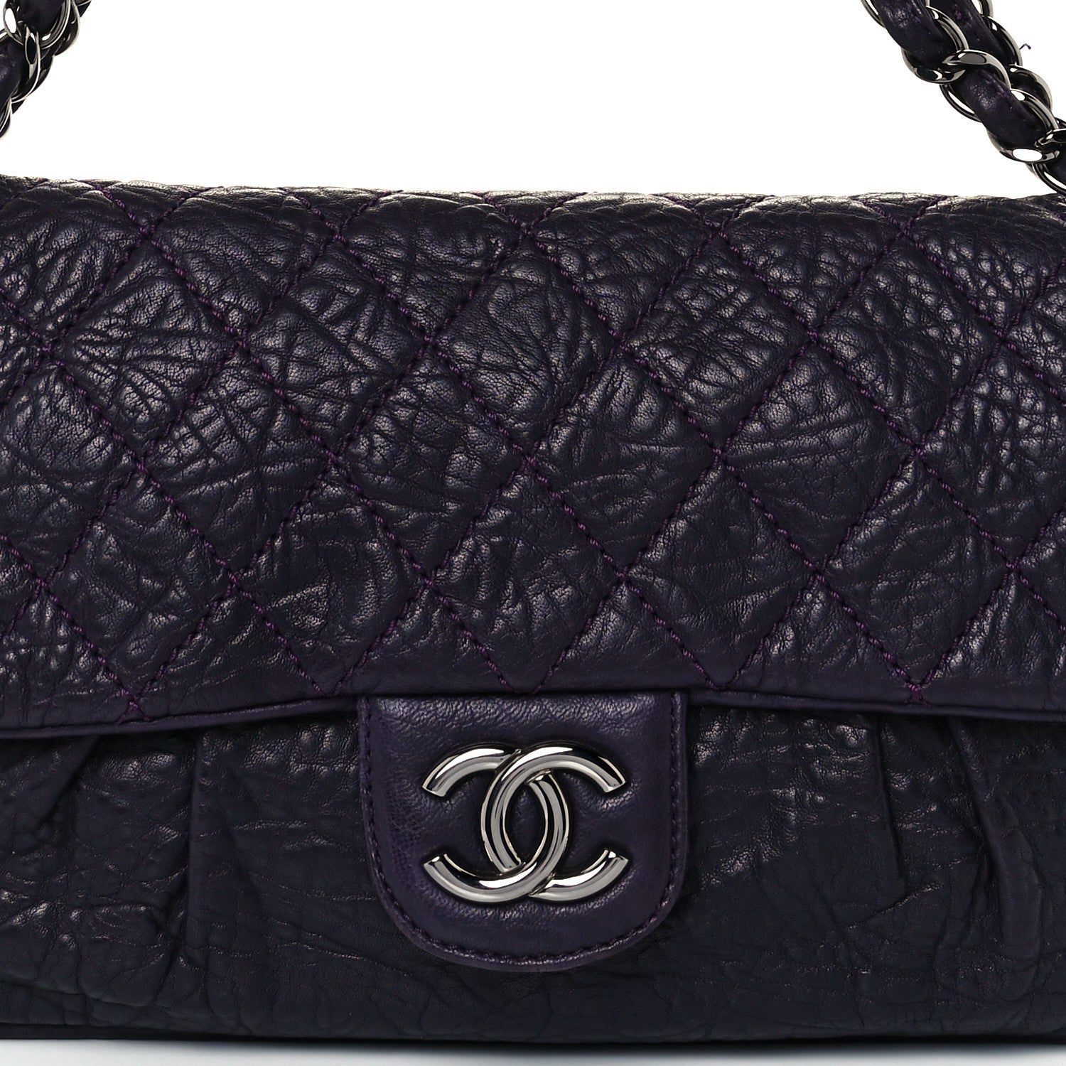 Chanel Distressed Lambskin Lady Braid Flap Dark Purple 8 of 10