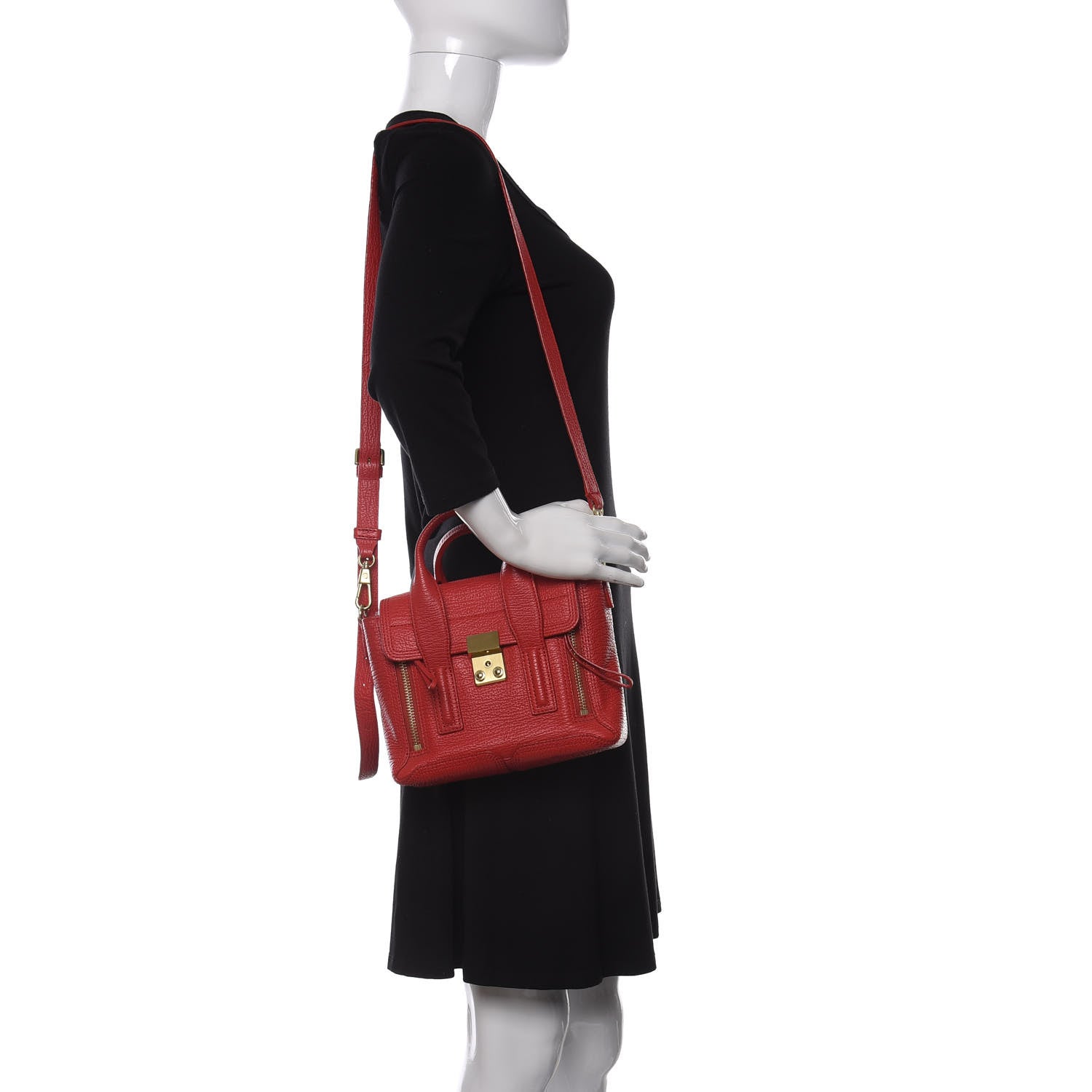 3.1 Phillip Lim Textured Calfskin Mini Pashli Satchel Red 2 of 14