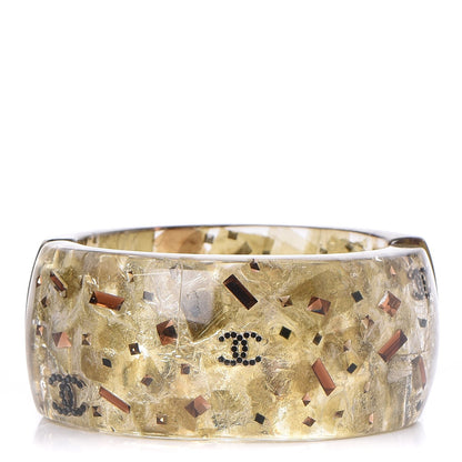 Chanel Resin CC Confetti Cuff Transparent Gold 1 of 6