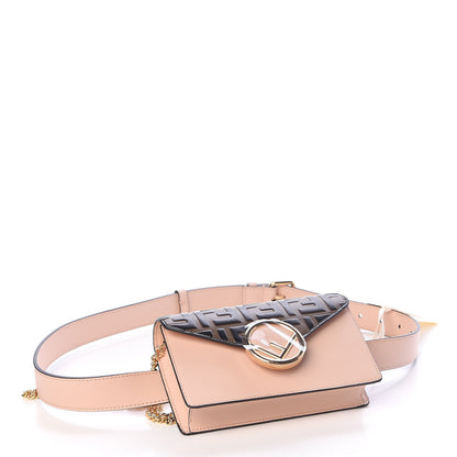 Fendi Vitello Cruise F is Fendi Bi-Color FF 1974 Embossed Envelope Belt Bag Maya Black Light Rose 5 of 11