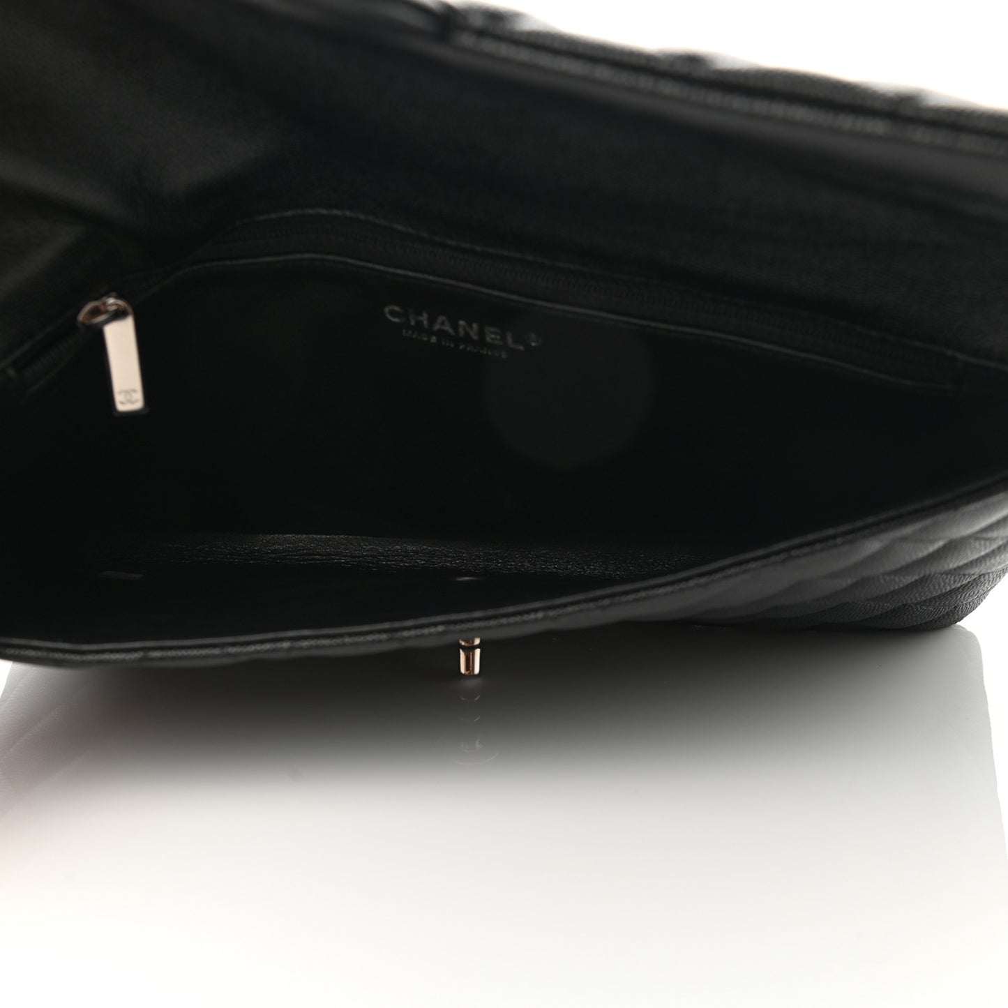 Caviar Quilted Flap Clutch Black