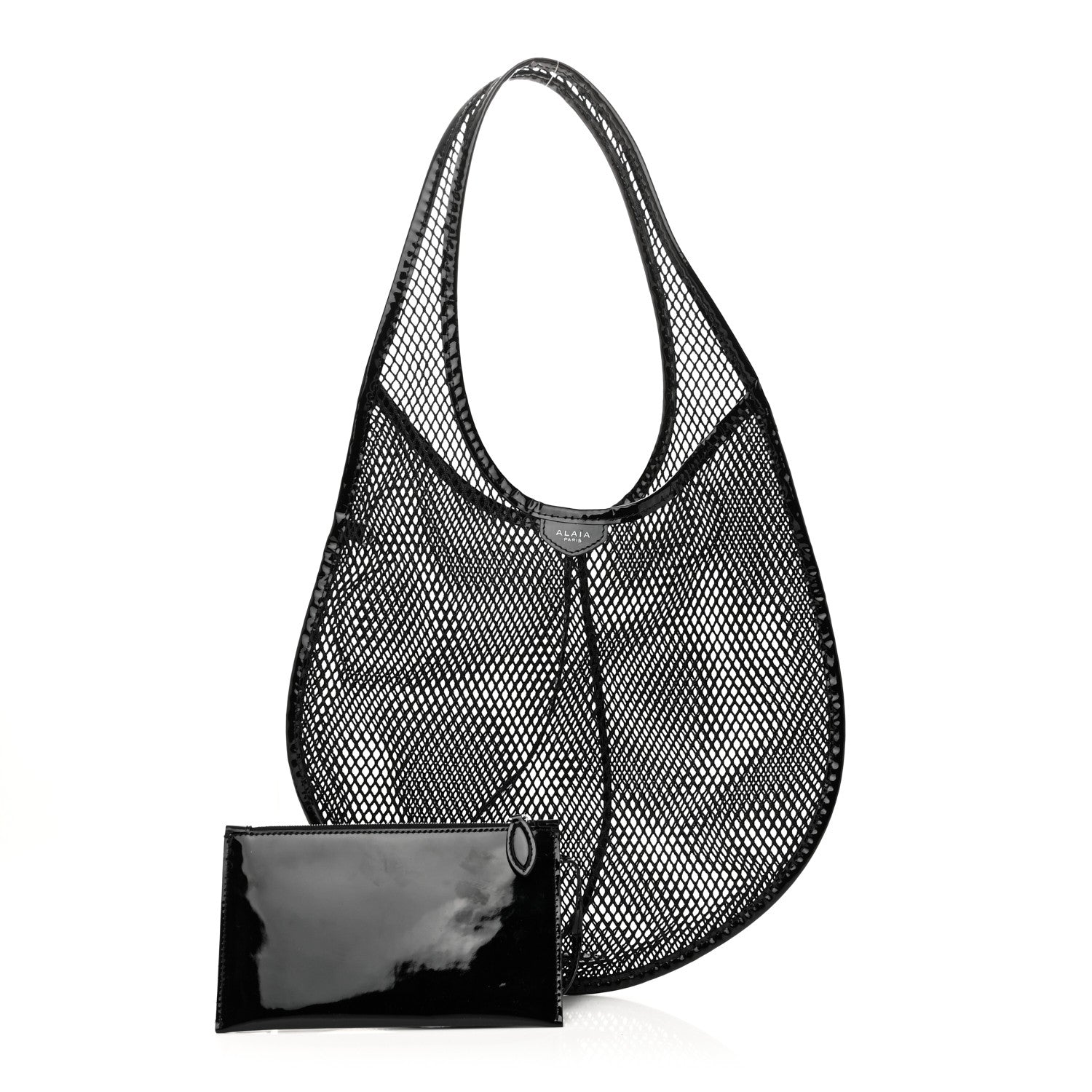 Alaia Fishnet Patent Calfskin Medium One Piece Bag Black 2 of 10