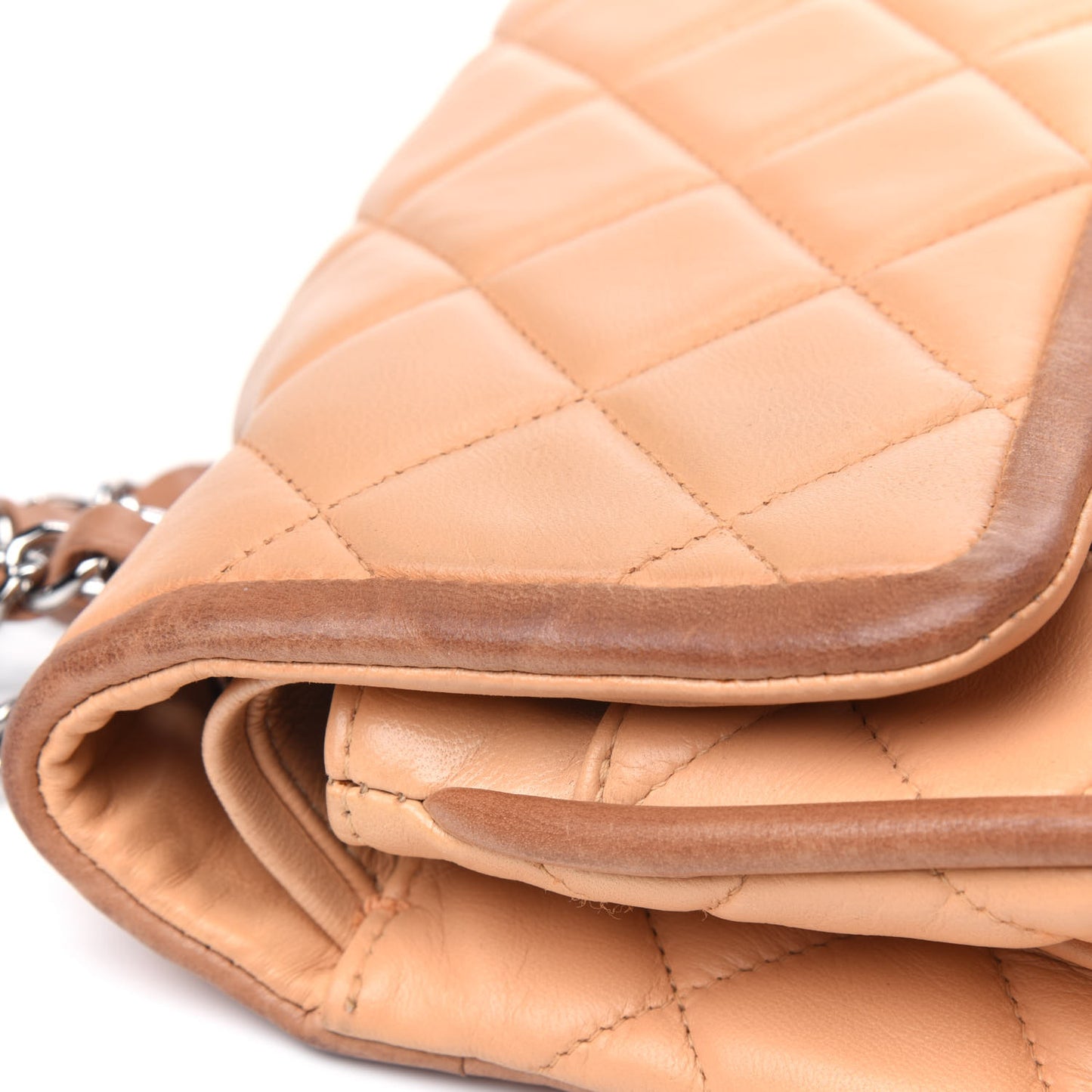 Lambskin Quilted Two Tone Medium Icons Double Flap Beige