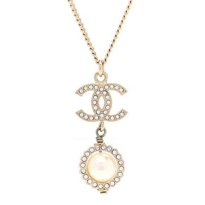 Chanel Crystal Pearl CC Lace Camellia Necklace Gold 4 of 5