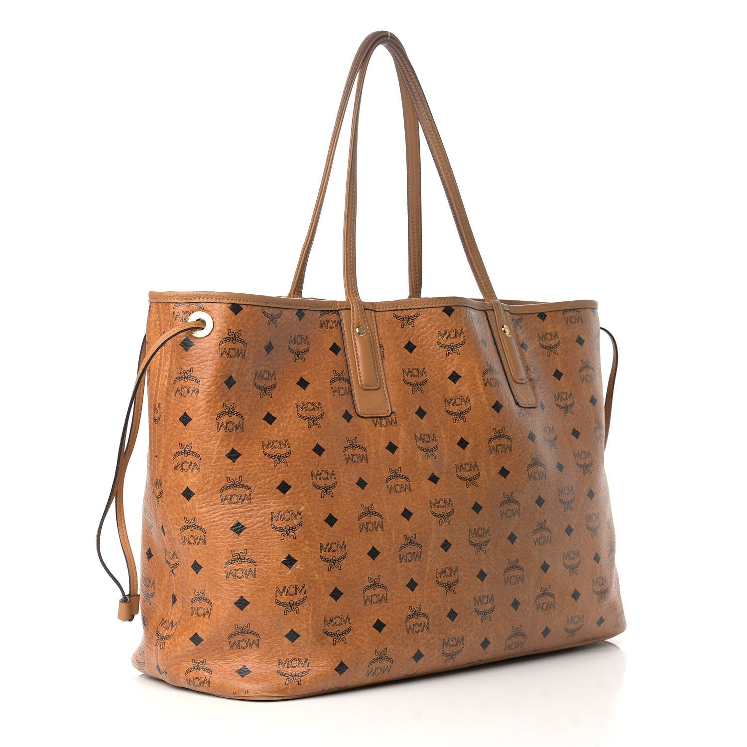 MCM Visetos Large Liz Reversible Shopper Tote Cognac 5 of 26