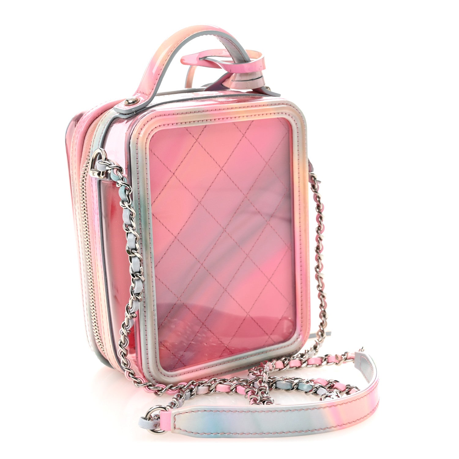 Chanel PVC Patent Calfskin Patent Lambskin Vertical Vanity Case Pink 3 of 11
