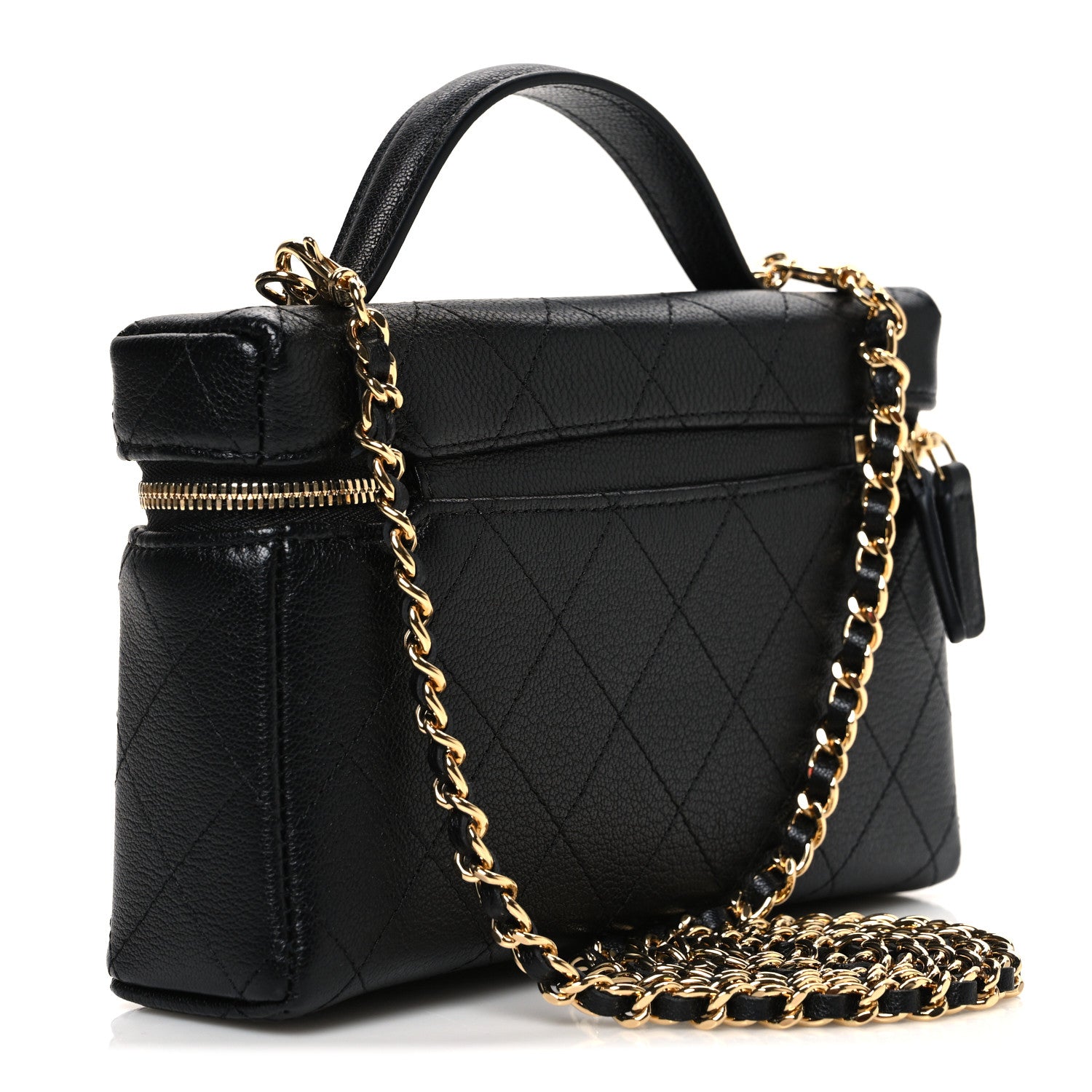 Chanel Goatskin Quilted Top Handle Slim Vanity With Chain Black 3 of 10
