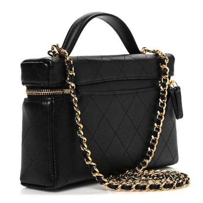 Chanel Goatskin Quilted Top Handle Slim Vanity With Chain Black 3 of 10