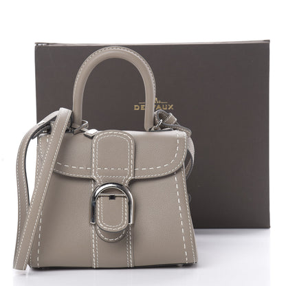 Delvaux Grained Rodeo Calfskin Surpique Mini Brillant Satchel Tourterelle Ivory 11 of 11