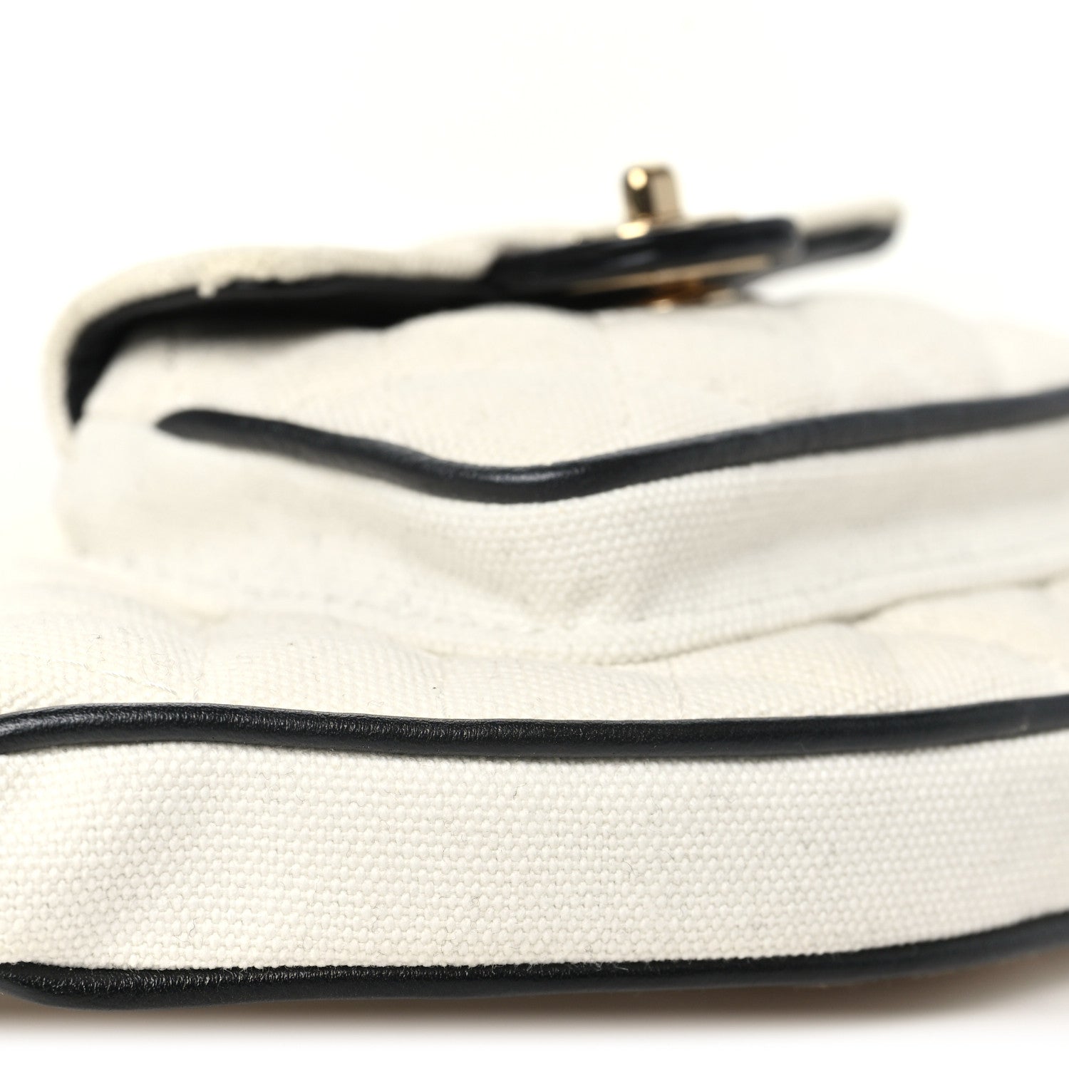 Chanel Canvas Calfskin Tennis Racket Clutch With Chain White Black 8 of 11